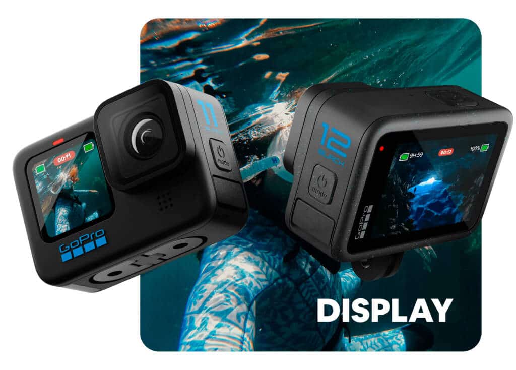 Diferença entre os displays GoPro Hero 12 e Hero 11