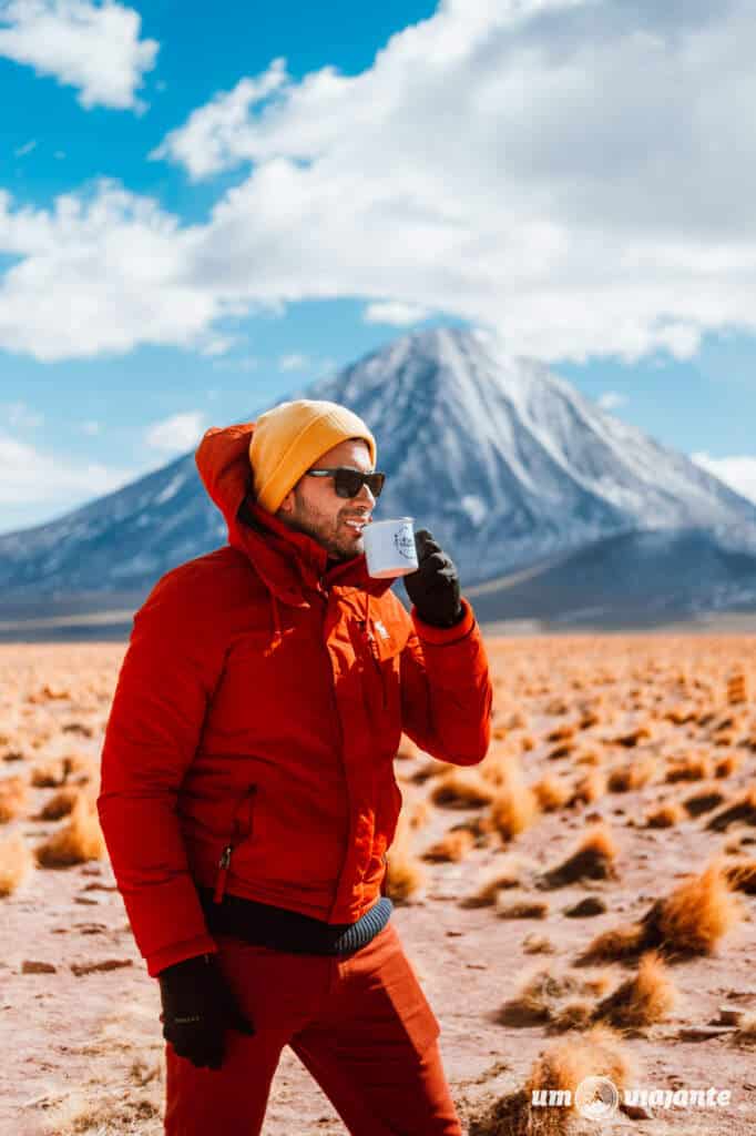 Café da manhã com vista para o Licancabur - Deserto do Atacama